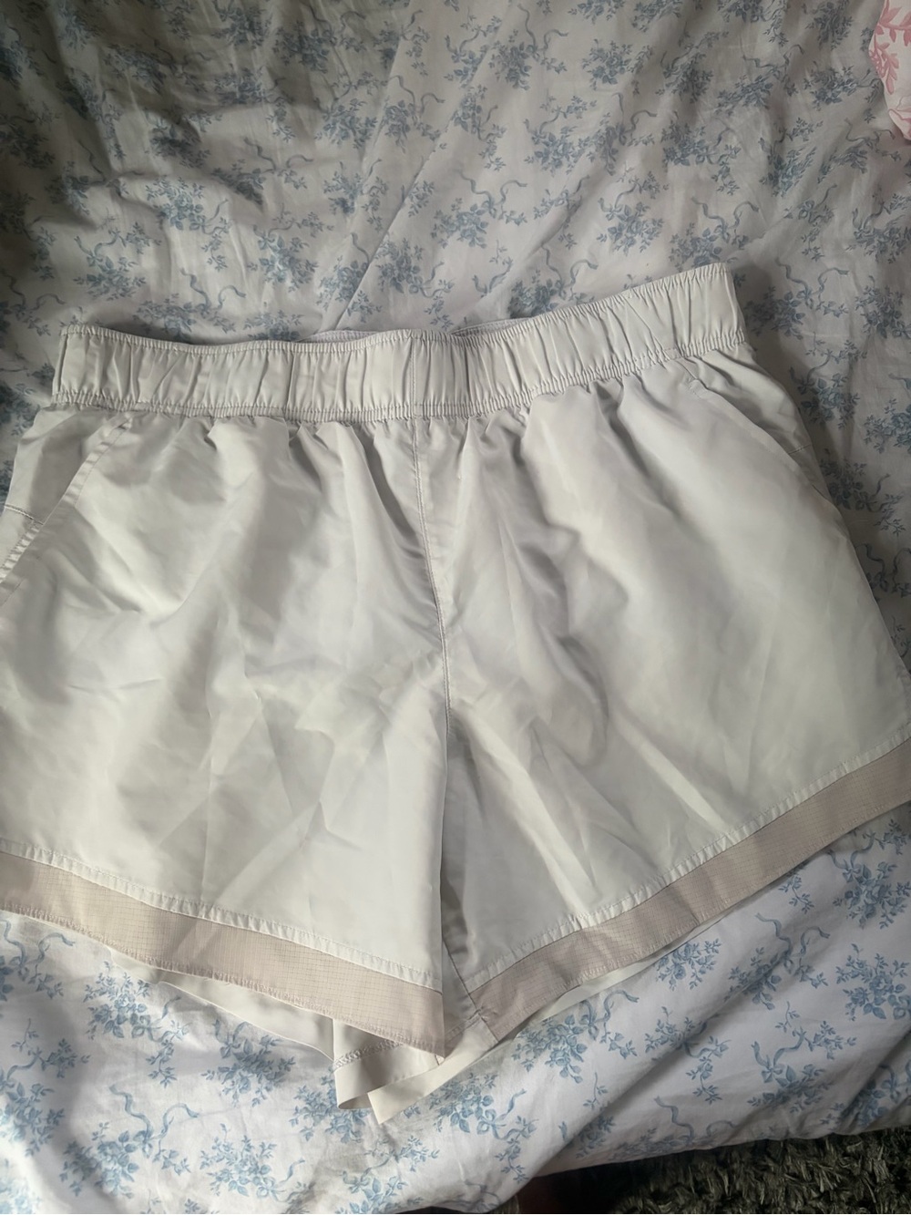 Athletic Works White Women's Athletic Shorts with Beige Trim